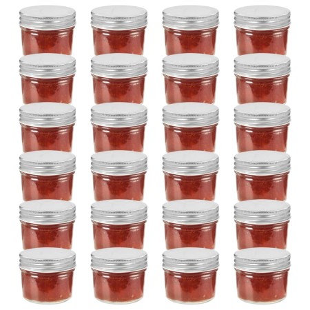 Vasi per Marmellata in Vetro Coperchio Argento 24 pz 110 ml