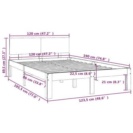 Giroletto in Legno Massello 120x190 cm Small Double