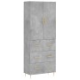 Credenza Grigio Cemento 69,5x34x180 cm in Legno Multistrato