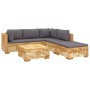 Set Divani da Giardino 6 pz con Cuscini Legno Massello di Teak