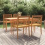 Set da Pranzo per Giardino 5 pz in Legno Massello di Teak