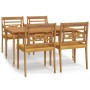 Set da Pranzo per Giardino 5 pz in Legno Massello di Teak