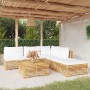 Set Divani da Giardino 6 pz con Cuscini Legno Massello di Teak