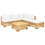 Set Divani da Giardino 6 pz con Cuscini Legno Massello di Teak