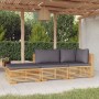 Set Divani da Giardino 3 pz con Cuscini Legno Massello di Teak