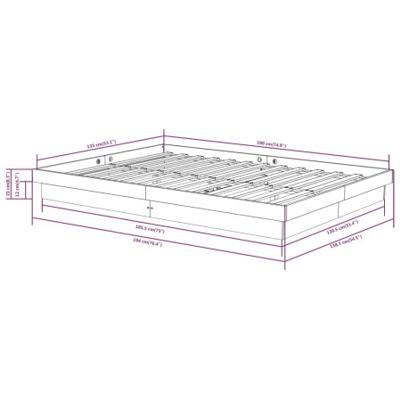 Giroletto Nero in Legno Massello 135x190 cm Double