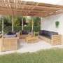 Set Divani da Giardino 9 pz con Cuscini Legno Massello di Teak