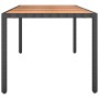 Tavolo da Giardino Piano Legno Nero Polyrattan Massello Acacia