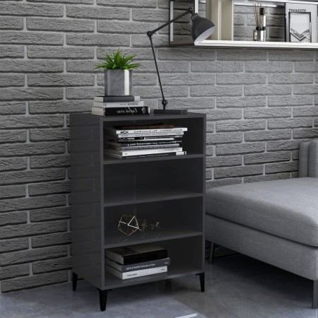 Credenza Grigio Lucido 57x35x90 cm in Legno Multistrato