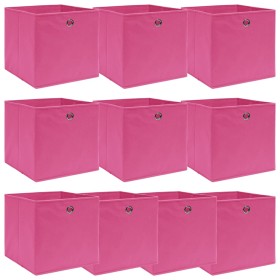 Scatole Portaoggetti 10 pz Rosa 32x32x32 cm Tessuto