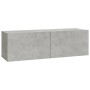 Mobili TV da Parete 2 pz Grigio Cemento 100x30x30 cm in Legno