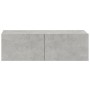 Mobili TV da Parete 2 pz Grigio Cemento 100x30x30 cm in Legno