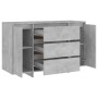 Credenza con 3 Cassetti Grigio Cemento 120x41x75 cm Truciolato