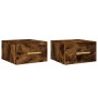 Comodini a Muro 2 pz Rovere Fumo 35x35x20 cm