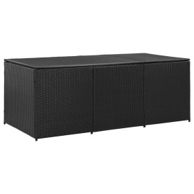 Baule da Giardino in Polyrattan 180x90x70 cm Nero