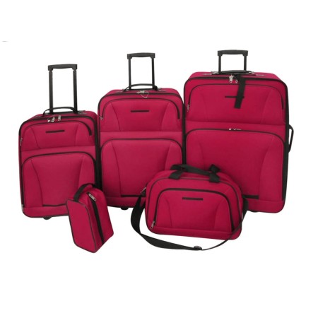 Set da Viaggio Trolley e Borse 5 pz Rosso