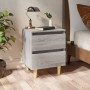 Comodino con Gambe in Legno Massello Grigio Sonoma 40x30x50 cm