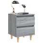 Comodino con Gambe in Legno Massello Grigio Sonoma 40x30x50 cm
