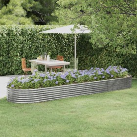 Letto Giardino Acciaio Verniciato Polvere 396x100x36cm Argento