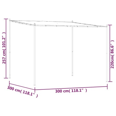 Gazebo Antracite 3x3 m 180 g/m² Tessuto e Acciaio