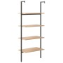 Scaffale Pendente 4 Livelli Marrone Chiaro e Nero 64x35x152,5cm