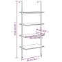 Scaffale Pendente 4 Livelli Marrone Chiaro e Nero 64x35x152,5cm