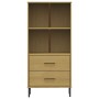 Libreria 2 Cassetti Marrone 60x35x128,5 cm Legno Massello OSLO