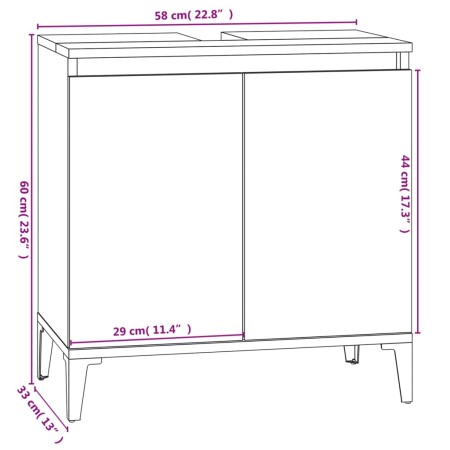 Mobile Lavabo Rovere Fumo 58x33x60 cm in Legno Multistrato