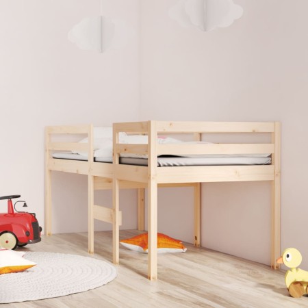 Letto a Soppalco 90x200 cm in Legno Massello di Pino