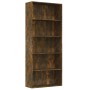 Libreria a 5 Ripiani Rovere Fumo 80x30x189 cm Legno Multistrato