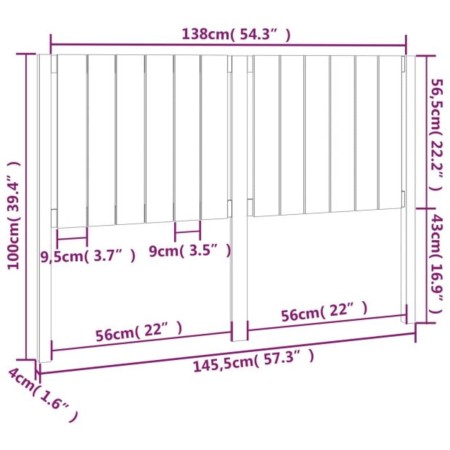 Testiera per Letto Miele 145,5x4x100 cm Legno Massello di Pino