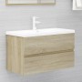 Set Mobili da Bagno 2 pz Rovere Sonoma in Legno Multistrato