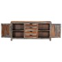 Credenza Grigia 160x40x75 cm in Legno Massello di Sheesham