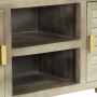 Mobile TV Legno Massello di Mango Grigio e Ottone 110x30x48cm