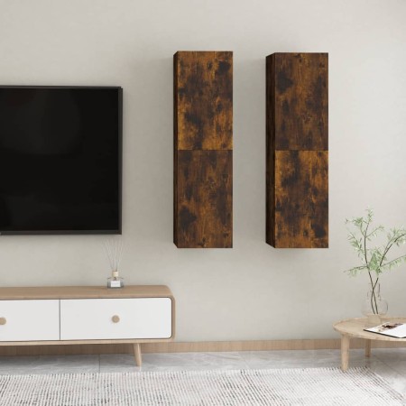 Mobili Porta TV a Parete 2 pz Rovere Fumo 30,5x30x110 cm