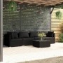 Set Divani da Giardino 5 pz con Cuscini in Polyrattan Nero