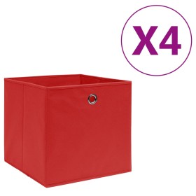 Contenitori 4 pz in Tessuto non Tessuto 28x28x28 cm Rosso