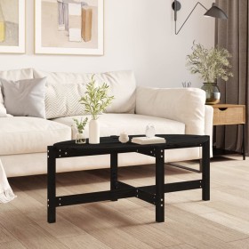 Tavolino da Salotto Nero 118x63x45 cm in Legno Massello di Pino