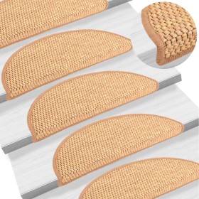 Tappeti Autoadesivi Scale Aspetto Sisal 15 pz 56x17x3 cm