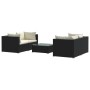 Set Salotto da Giardino 5 pz con Cuscini in Polyrattan Nero