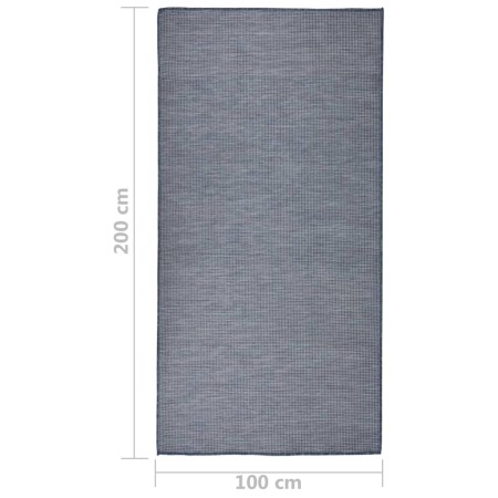 Tappeto da Esterni a Tessitura Piatta 100x200 cm Blu