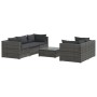 Set Divani da Giardino 6 pz con Cuscini in Polyrattan Grigio