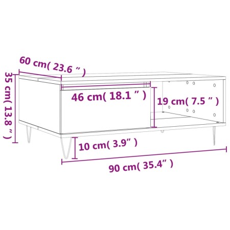 Tavolino da Salotto Grigio Sonoma 90x60x35 cm Legno Multistrato