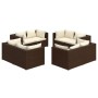 Set Divani da Giardino 8 pz con Cuscini in Polyrattan Marrone