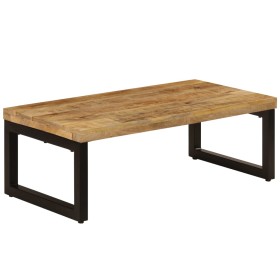 Tavolino da Salotto 100x50x35 cm Legno Massello Mango e Acciaio