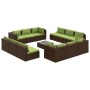 Set Divani da Giardino 13 pz con Cuscini in Polyrattan Marrone