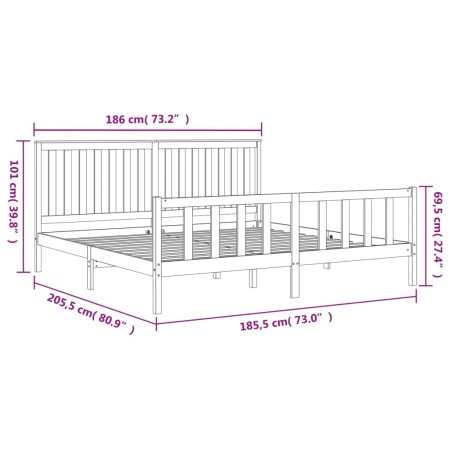 Giroletto con Testiera in Legno Massello 180x200 cm Super King