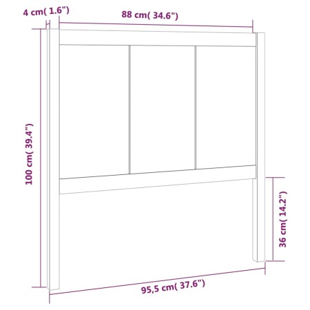 Testiera per Letto Miele 95,5x4x100cm in Legno Massello di Pino