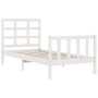 Giroletto con Testiera Bianco Small Single Legno Massello