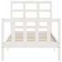 Giroletto con Testiera Bianco Small Single Legno Massello